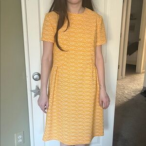 Vintage Adorable Yellow Patterned Women's Dress